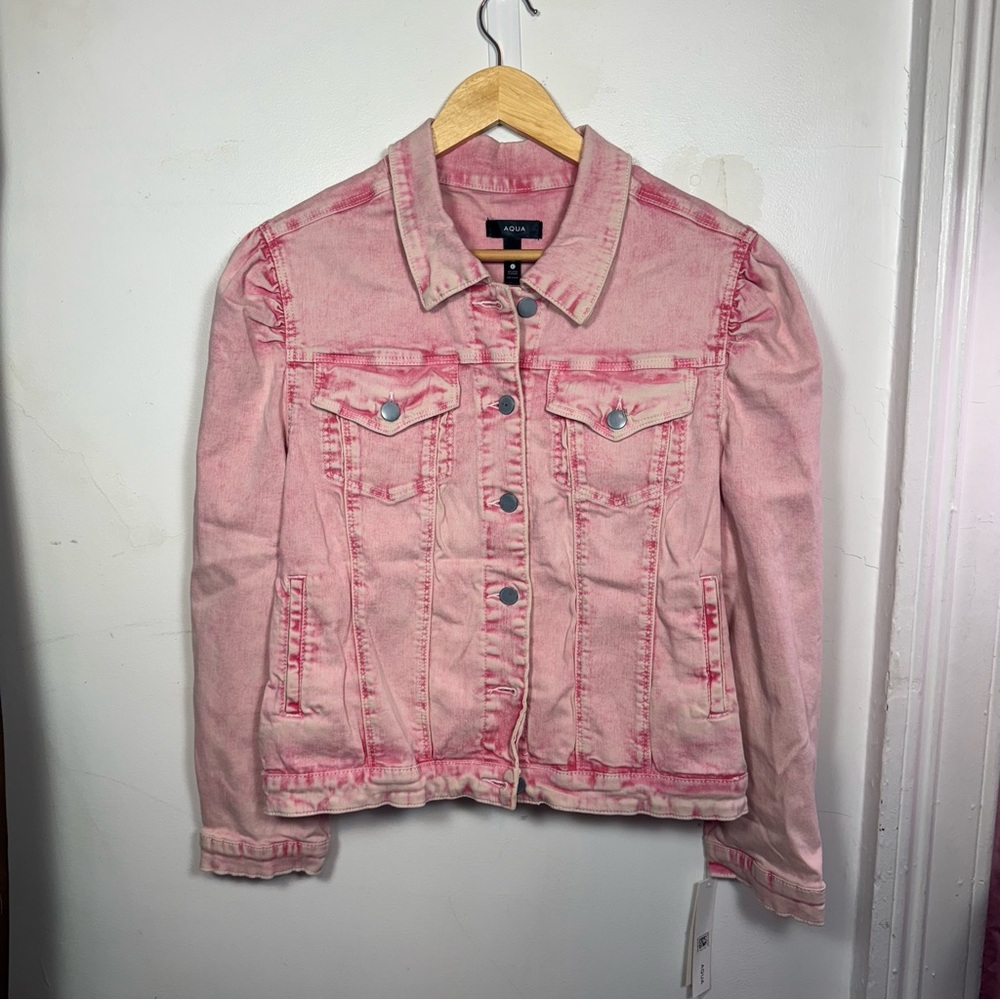 Aqua NWT Faded Pink Stretch Denim Jacket - L